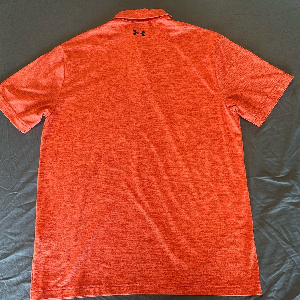 Under Armour Men's Bright Red/Orange Golf‎ Polo Shirt - Picture 2 of 3